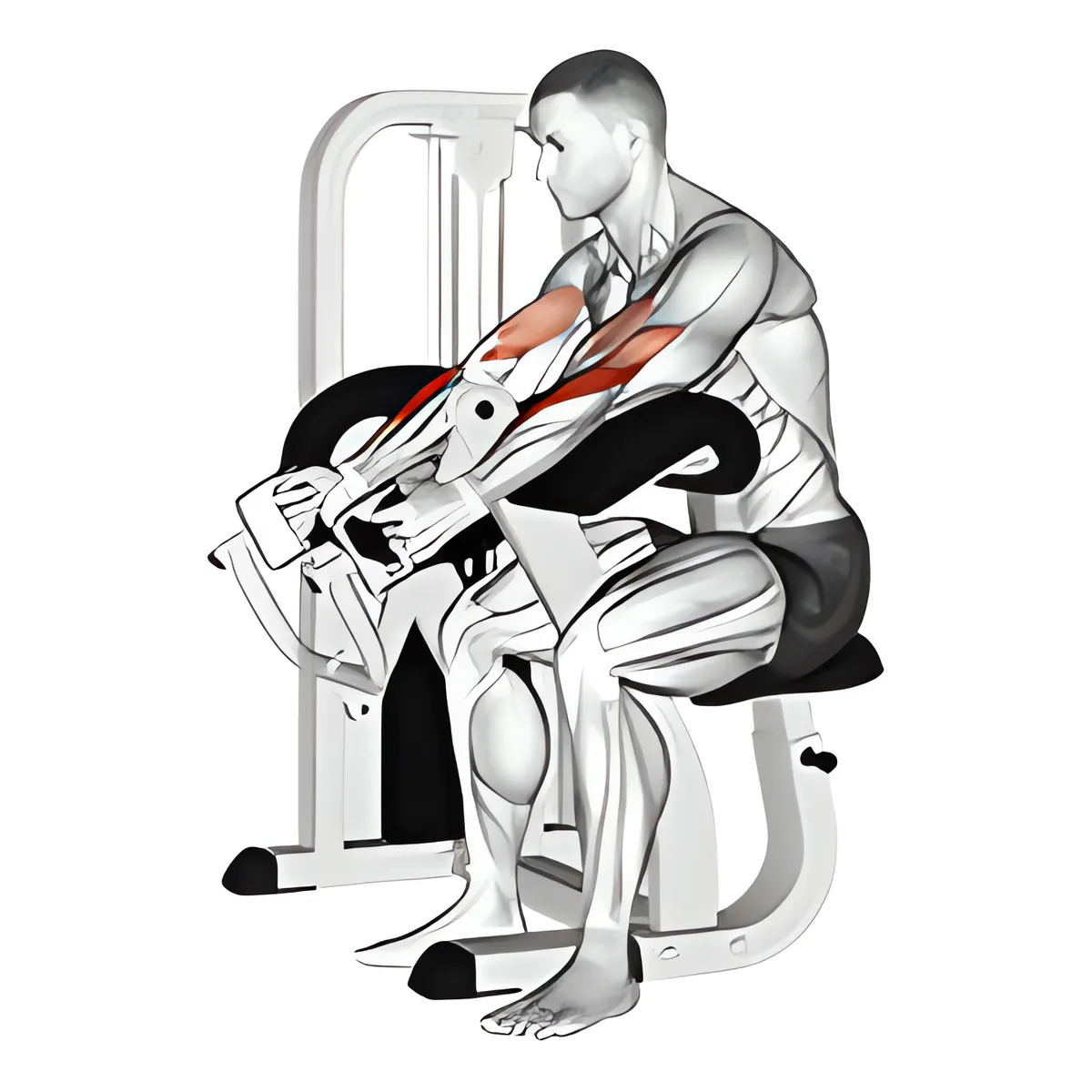 Cuốn tay trước tay nắm trung lập trên ghế Scott với máy