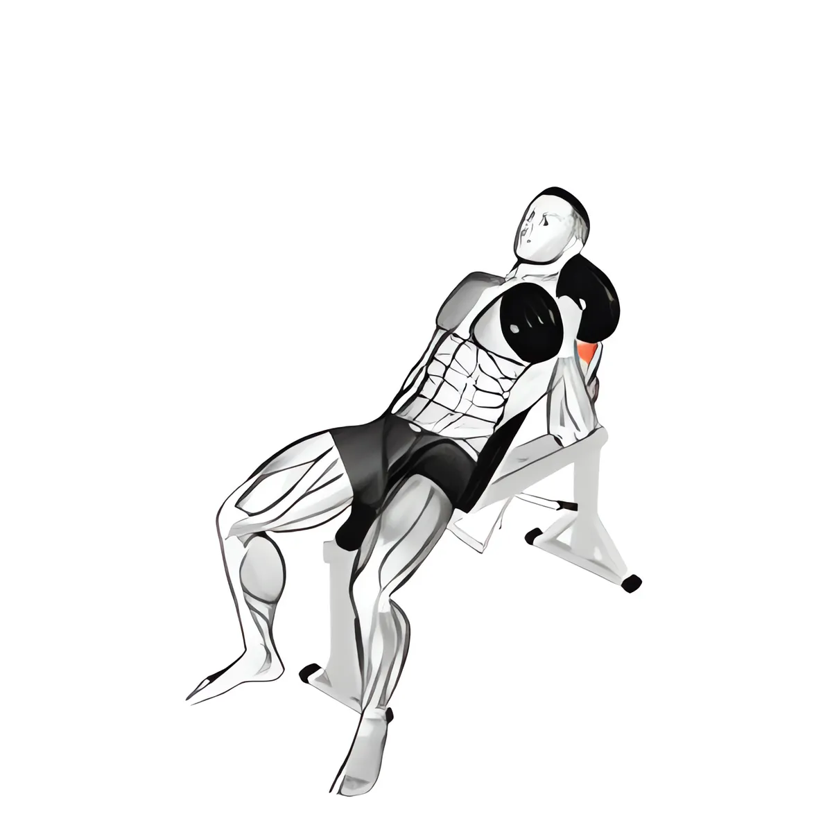 Đẩy tạ đơn một tay nắm trung lập trên ghế dốc lên