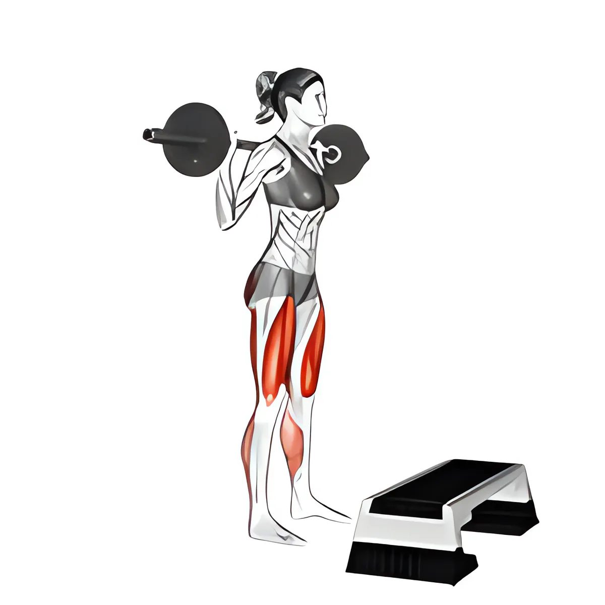 Thanh đòn squat bật nhảy bước sau chùng chân