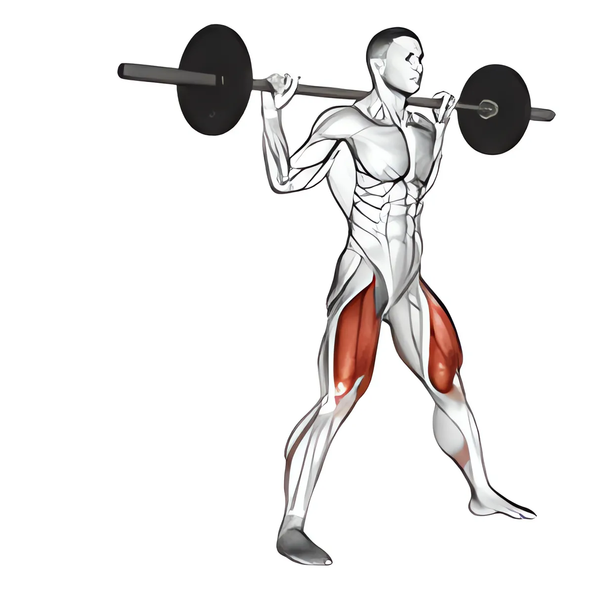 Thanh đòn bên squat tách chân biến thể 2