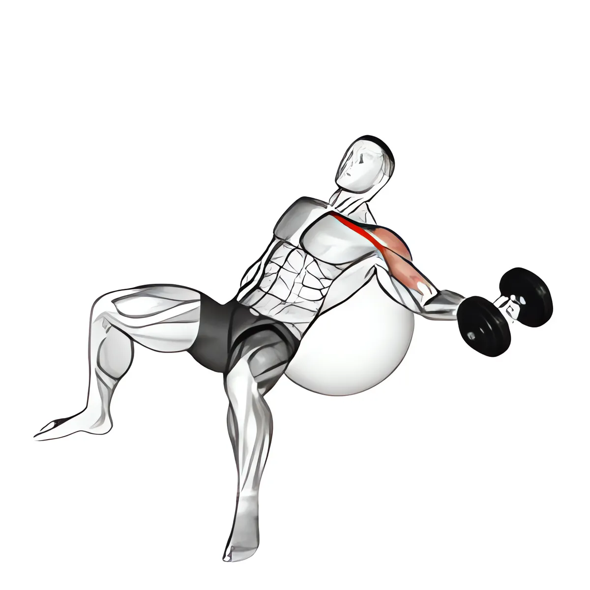 Tạ đơn ghế dốc lên một tay ép ngực trên bóng tập