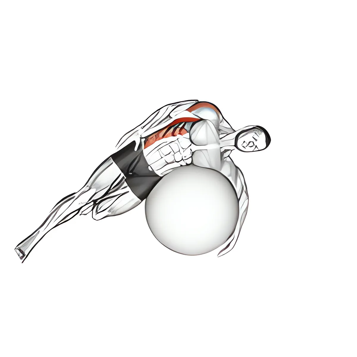 Nằm nghiêng kéo giãn cơ xô trên bóng tập