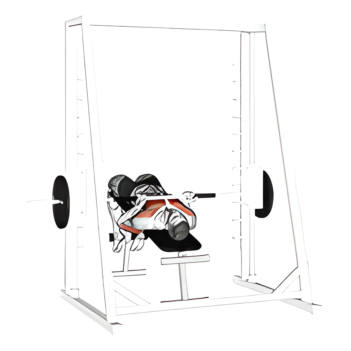 Máy Smith máy ngược ghế dốc xuống tay hẹp đẩy ngực trên ghế