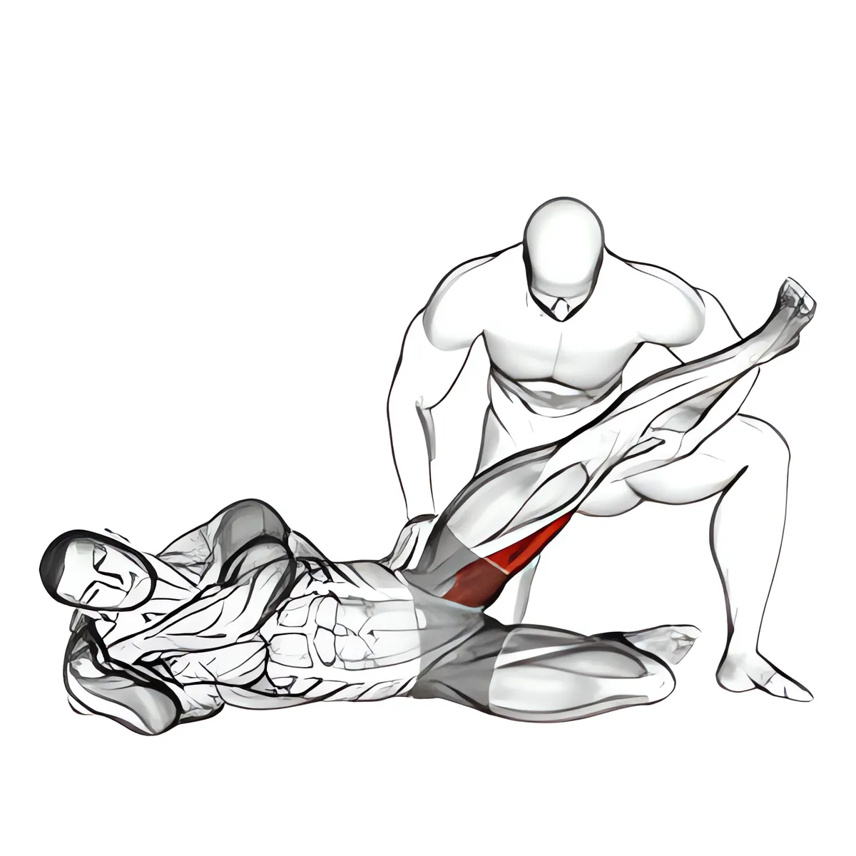 Có hỗ trợ bên nằm cơ khép đùi kéo giãn